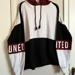 Rue21 Black and White Hoodie with Red Accents